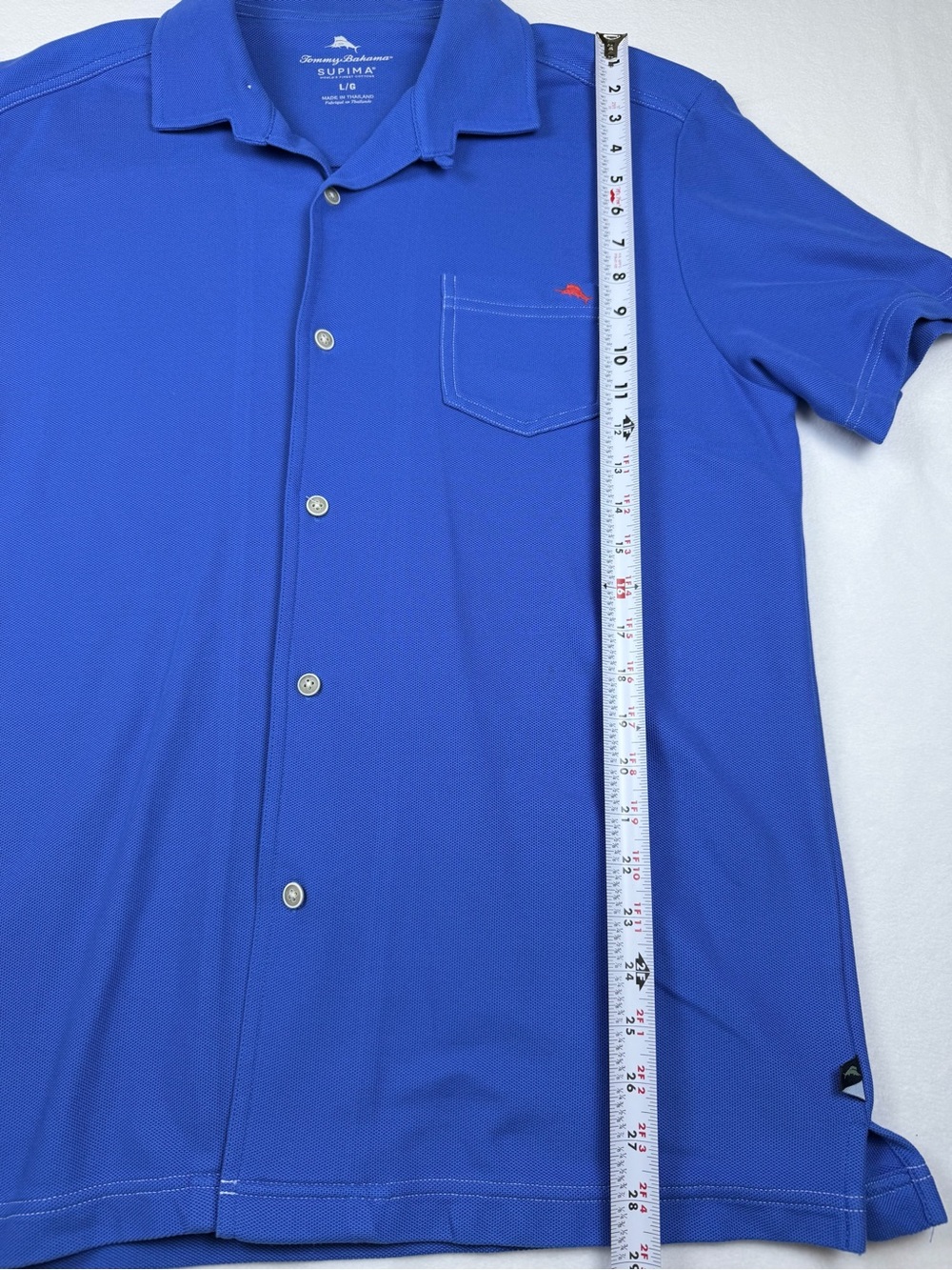 Tommy Bahama Men's Blue Supima Cotton Short Sleeve Button Polo Shirt Size L - Picture 5 of 7